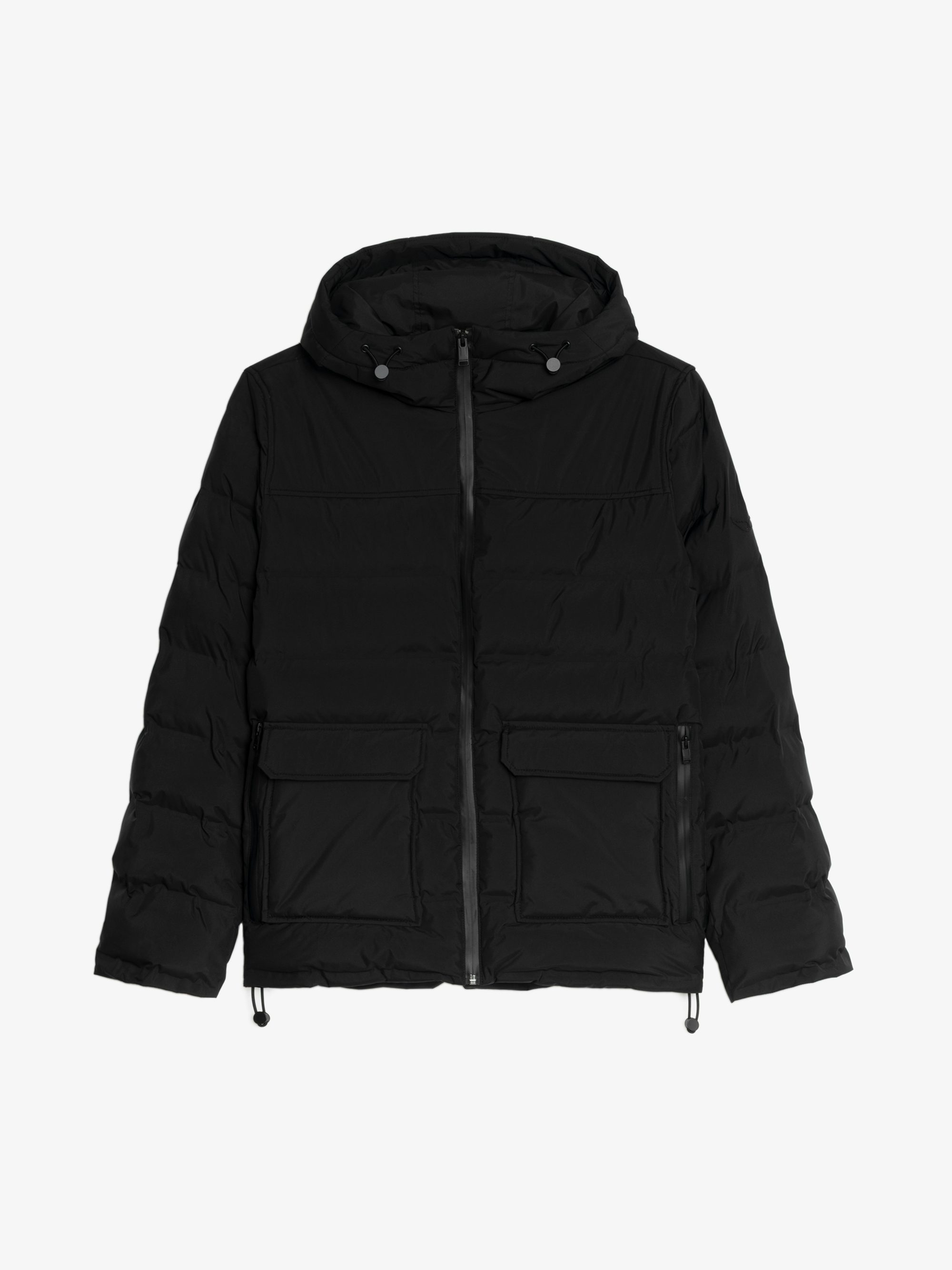 Bowie Puffer Jacket - Short puffer jacket with zip closure and hood, functional pockets and elasticated cuffs, wing embroidery at front and print at back.